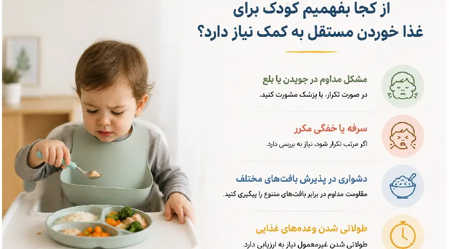 از کجا بفهمیم کودک برای غذا خوردن مستقل به کمک نیاز دارد؟